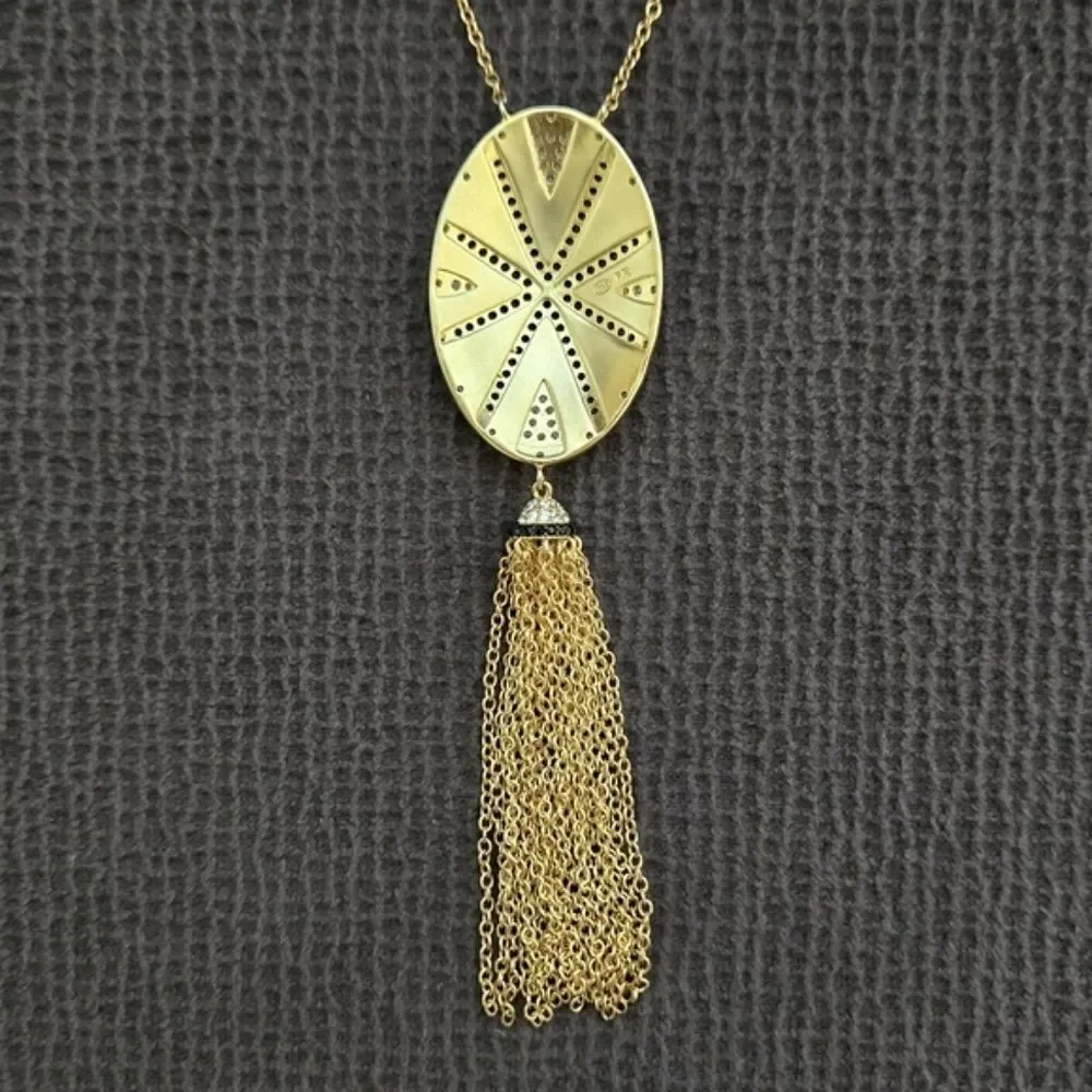 ✨️HP✨️ Freida Rothman Long Starburst🎇 Necklace with Gold💛 Chain⛓️ Tassel - NWT